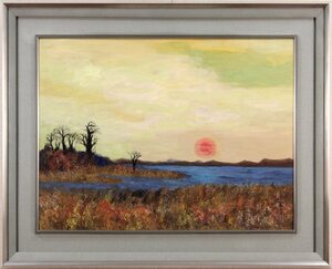 Art hand Auction Shinta Kinsho Lake Morning Japanische Malerei [Authentizität garantiert] Gemälde - Hokkaido Gallery, Malerei, Japanische Malerei, Landschaft, Wind und Mond