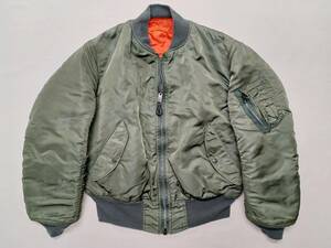 ALPHA MA-1 IDEAL 90年代 アメリカ製 82790J ALPHA INDUSTRIES 米国製アルファ社 フライトジャケット グリーンオレンジ USA製ジッパー