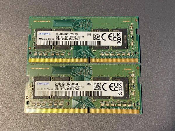 Samsung 8GB 2枚 16GB DDR4 3200 1Rx16 PC4-3200AA 260ピン SODIMM