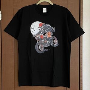 Tシャツ バイク メンズ レディース Lサイズ オートバイ ティシャツ シャツ 半袖 ブラック Tee 黒