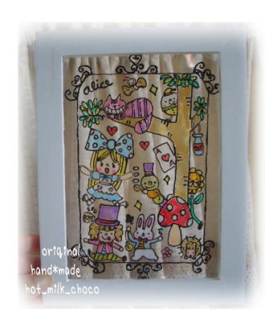 ★NO.L87★Stained glass style, 2L size, Alice in Wonderland, picture book, fairy tale, book, illustration, girl, handmade, interior, decoration, miscellaneous goods, handmade works, interior, miscellaneous goods, ornament, object