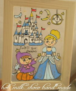 Art hand Auction ★NO.L11★Stained glass style, 2L size, Cinderella, Princess, glass slippers, castle, carriage, illustration, handmade, miscellaneous goods, interior, Handmade items, interior, miscellaneous goods, ornament, object