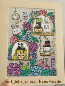 Art hand Auction ★NO.L36★Stained glass style, 2L size, Alice in Wonderland, hydrangea, flowers, rabbit, girl, handmade, miscellaneous goods, interior, decoration, art, handmade works, interior, miscellaneous goods, others