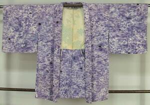 そ61　正絹　羽織　創作的な柄　紫系　身丈81ｃｍ