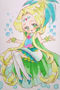 同人 手描きイラスト キュアオアシス トロピカルージュプリキュア はがきサイズ 