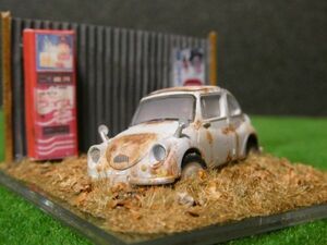 昭和レトロ 1/64 SUBARU 360 情景ジオラマ完成品 ケース付