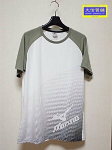 MIZUNO ミズノ Tシャツ 半袖 メンズM K2JA2120 吸汗速乾 UPF15＋ グラデーション ホワイトｘモスグリーン 中古A- 【送料無料】 A-8341