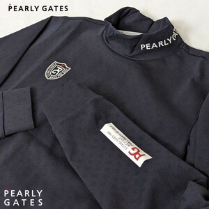 ★新品正規品最新作 PEARLYGATES/パーリーゲイツ ダイヤ柄 ジャガードハイネック カットソーsize5(L) 春秋対応素材