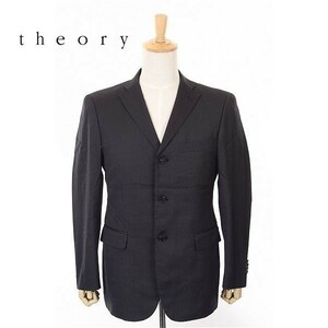 A4905/美品 春夏 背抜き theory セオリー ウール ストレッチ ストライプ テーラード シングル3Bジャケット 36 黒/メンズ スーツ用 ビジネス