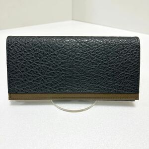 ☆極美品☆ ◆POLA ポーラ◆ 長財布　フラップ式　がま口　本革　小銭入れ有　ロゴ刻印　ブラック 【USED】0117