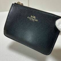 ☆COACH コーチ☆ コインケース　小銭入れ　カードケース　クロスグレインレザー　ブラック 【USED】0122_画像3