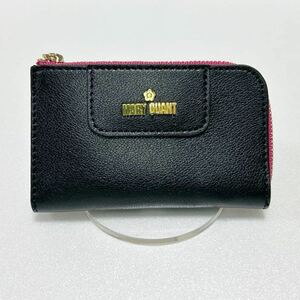 ☆極美品☆　MARY QUANT マリークワント　コインケース　小銭入れ　キーリング付き　本革　ロゴ金具　ブラック 【USED】0122