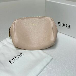 ☆新品-未使用品☆ 袋・箱付き FURLA フルラ ミニポーチ メイクポーチ 小物入れ　ピンク 【送料無料】1207