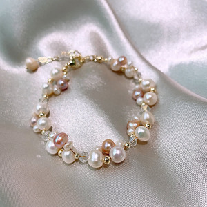 真珠 ブレスレット 淡水パール 真珠のブレスレット チェーン 腕輪 高品質 レディースアクセサリー バングル 装飾品 綺麗 美品 極上ｚｓ21