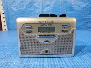 ★500円即決! upce ラジオ カセット レコーダー WINTECH PCT-01R カセット再生OKですが速度が早いため調整必須