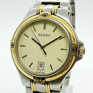 01072 グッチ GUCCI 9040M メンズ 腕時計 デイト クォーツ 電池式 QZ SS コンビ 