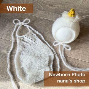  knitting white!. hat . overall new bo-n photo costume . minute oni bonnet 