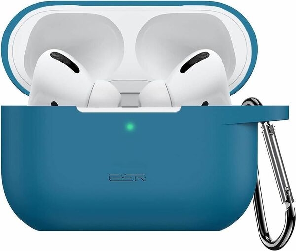 AirPods Pro ケース (2022/2019)用 カラビナ付き ブルー