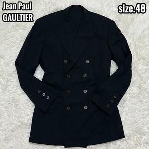 Jean Paul GAULTIER HOMME ジャケット ダブル 黒 48 L ジャンポールゴルチエ テーラード フォーマル ブラック