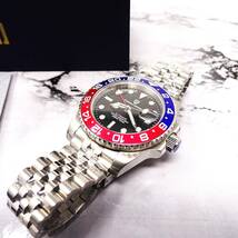 送料無料・新品・パガーニデザイン・メンズ・機械式腕時計 ・GMT針オマージュウオッチ・ペプシベゼル・ジュビリーメタルストラップPD-1662 _画像5