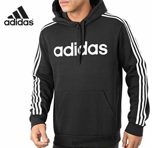 新品未使用 adidas ロゴ パーカー【XL】定価7139円 裏起毛 カジュアル スポーツ フーディー 長袖 黒 アディダス 運動 ジャージ O 3096