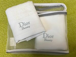 【新品未使用】DiorノベルティタオルDUO（メッシュポーチ付） 