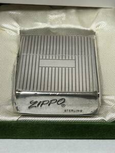 zippo STERLING SILVER 80-90年代 製造 純銀 スターリングシルバー 筆記体 エンジンターン 年代物 両面刻印 希少品 レア刻印 silver 