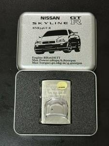 zippo SKYLINE BNR 34 GT-R 限定品 スカイライン 年代物 2001年製 NISSAN ボンネット 立体メタル 両面デザイン シリアルナンバー NO.0032