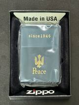 zippo Peace BLUE TITAN since 1946 限定品 ピース ブルーチタン 2015年製 懸賞品 ゴールド刻印 デットストック ケース 保証書_画像1