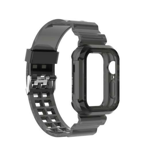 apple watch透明ベルト ケース一体型（黒）(42mm 44mm 45mm)