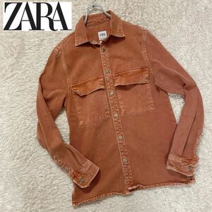 レア　ZARA ザラ　デニムジャケット　Gジャン　くすみオレンジ　サーモンピンク