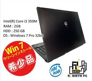 HP ProBook 4520S caviar black Intel(R) Core i3 M350[Windows 7Pro SP1 32bit] prompt decision price ..SSD/ memory service equipped!!