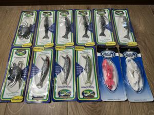 【未使用】☆レア☆１２点セット スナッグプルーフ ルアー エビ カニ ヤモリ ミノー☆雷魚 根魚 バス ワーム