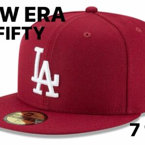 NEW ERA LA DODGERS AUTHENTIC 59FIFTY cardinal red 7 2/1 ドジャース MLB