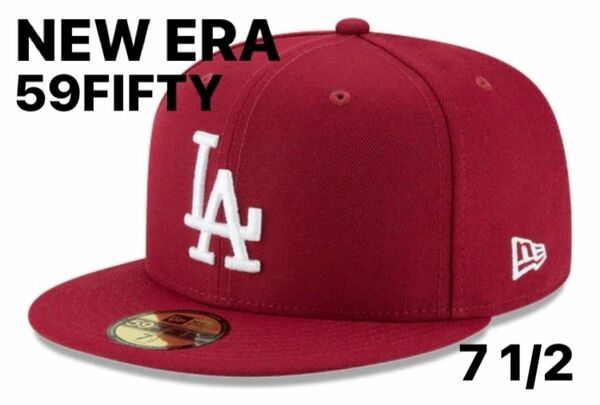 NEW ERA LA DODGERS AUTHENTIC 59FIFTY cardinal red 7 2/1 ドジャース MLB