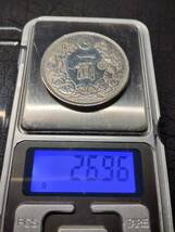 一圓銀貨 明治二十八年 量目26.96ｇ 直径約38.1mm 厚み約2.6mm 右チョップ銀 一円スタート_画像3