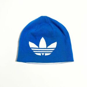 adidas ☆ トレフォイル ロゴ ビーニー コットン ニット帽 ニットキャップ ブルー 通年 スポーツ トレーニング 人気 アディダス■SHW265