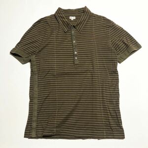 Paul Smith ☆ タイトフィット◎ ボーダー 半袖 デザイン ポロシャツ オリーブ ブラウン アメカジ 大人カジュアル ポールスミス■SAP77