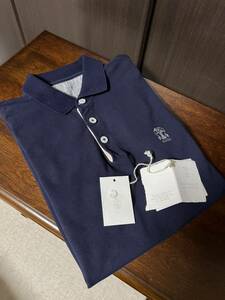 正規品 美品 定価約7.5万 BRUNELLO CUCINELLI ブルネロクチネリ ポロシャツ XS 46 紺 ネイビー イタリア ラグジュアリー シャツ 高級