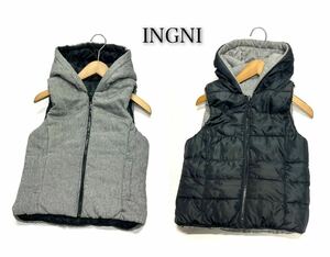 INGNI★イング★（M）中綿 リバーシブル ダウン ベスト/グレーor黒 美品