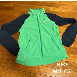 NIKE ワンポイントジップアップブルゾン　トラックジャケット　Mサイズ　ネイビー　グリーン ジャージ　