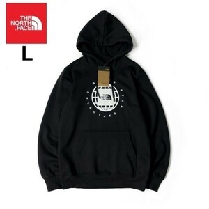 1円～!売切!【正規新品】THE NORTH FACE◆GEO NSE HOODIE パーカー スウェット US限定 地球 裏起毛 ボックスロゴ 男女兼用(L)黒 181130-33