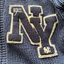 MLB×UNIQLO 00s New York Yankees カウチンニット 裏ボア サガラ刺繍 ワッペン ショールカラー ネイビー 紺 Lサイズ_画像3