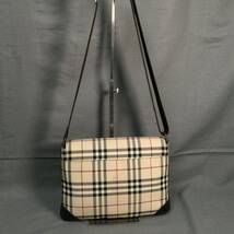 1/23　256586　BURBERRY　ノバチェック　ベージュ×ブラウン　キャンバス　レザー　斜め掛け　ショルダーバッグ　バーバリー_画像4