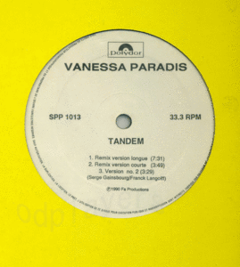 Vanessa Paradis◆TANDEM◆カナダ盤白レーベル12”