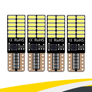 送料無料！T10 W5W CANBUSキャンセラー内蔵LED DC12V 4014SMD 24連 無極性ポジション ナンバー灯 ホワイト 両面発光 4個セット