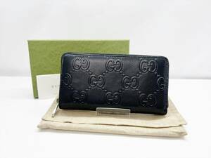 現行　美品　GUCCI　グッチ　GGエンボス　ラウンド　長財布　黒　625558