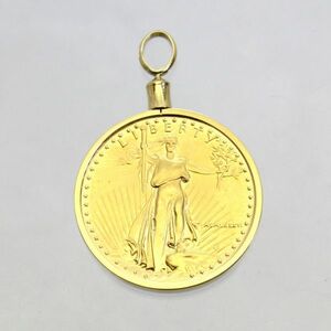 * used beautiful goods *18 gold frame 4 minute. 1 ounce Eagle coin pendant 