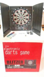 元箱入・通電確認済◆BLITZER BLACK2 ダーツボード electronic darts game 取説・ACアダプター・矢9本付◆木製扉/ブリッツァー◆K0068