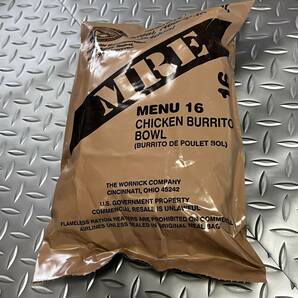 沖縄 米軍実物 MRE/ワーニック Meal Ready To Eat レーション MENU 16 CHICKEN BURRITO BOWL (INV C#18)の画像1